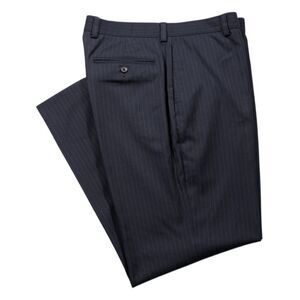 J.Crew Mens Dress Pants 33x29 Dark Blue Pinstripe Wool Flat Front Classic Fit